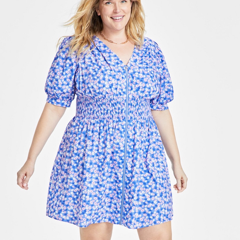 Zip front mini dress